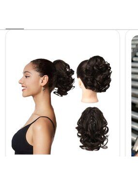 REECHO Ponytail Extension, 9" Short Curly Wavy Claw Clip Synthetic Fiber Pony Ta